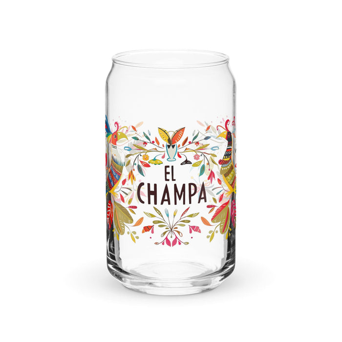 El Champa Exclusive Art Piece Can-Shaped Glass Home Office Work Mexican Spanish Pride Gift Cup One-Of-A-Kind Calligraphy Glass | E11