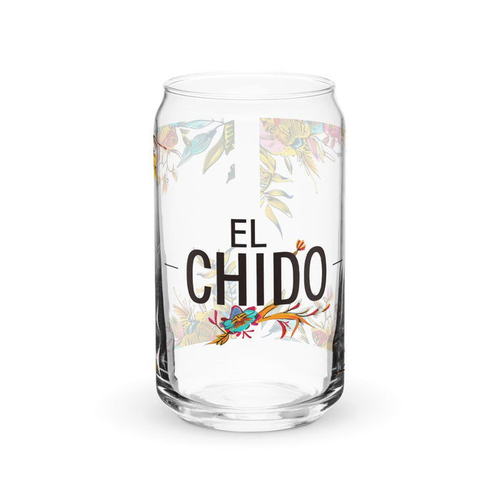 El Chido Exclusive Art Piece Can-Shaped Glass Home Office Work Mexican Spanish Pride Gift Cup One-Of-A-Kind Calligraphy Glass | E8