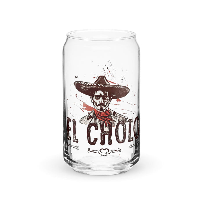 Pieza de arte exclusiva de El Cholo, vaso de vidrio con forma de lata, regalo para el hogar, la oficina, el trabajo, el orgullo mexicano, vaso de vidrio con caligrafía única en su tipo | E11