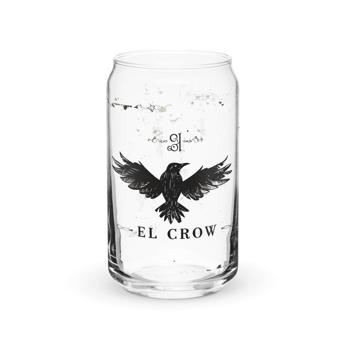 El Crow Exclusive Art Piece Can-Shaped Glass Home Office Work Mexican Spanish Pride Gift Cup One-Of-A-Kind Calligraphy Glass | E1