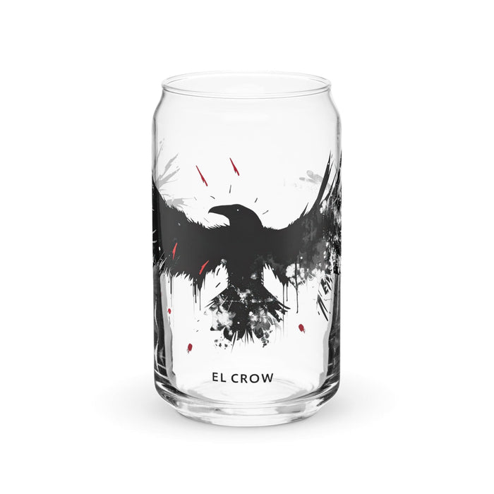 El Crow Exclusive Art Piece Can-Shaped Glass Home Office Work Mexican Spanish Pride Gift Cup One-Of-A-Kind Calligraphy Glass | E3