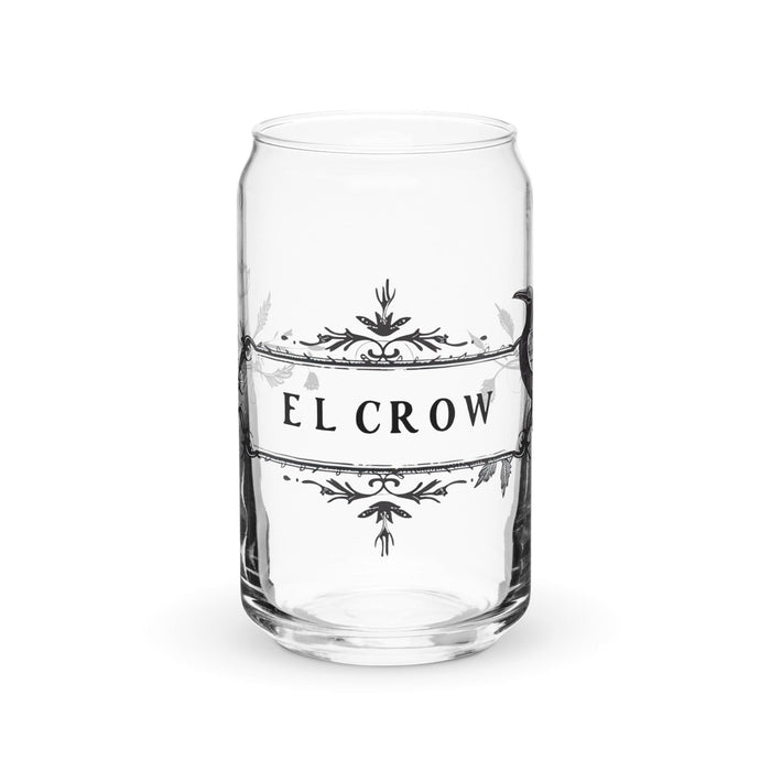 El Crow Exclusive Art Piece Can-Shaped Glass Home Office Work Mexican Spanish Pride Gift Cup One-Of-A-Kind Calligraphy Glass | E5