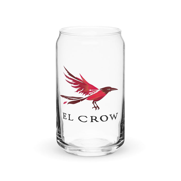 El Crow Exclusive Art Piece Can-Shaped Glass Home Office Work Mexican Spanish Pride Gift Cup One-Of-A-Kind Calligraphy Glass | E11