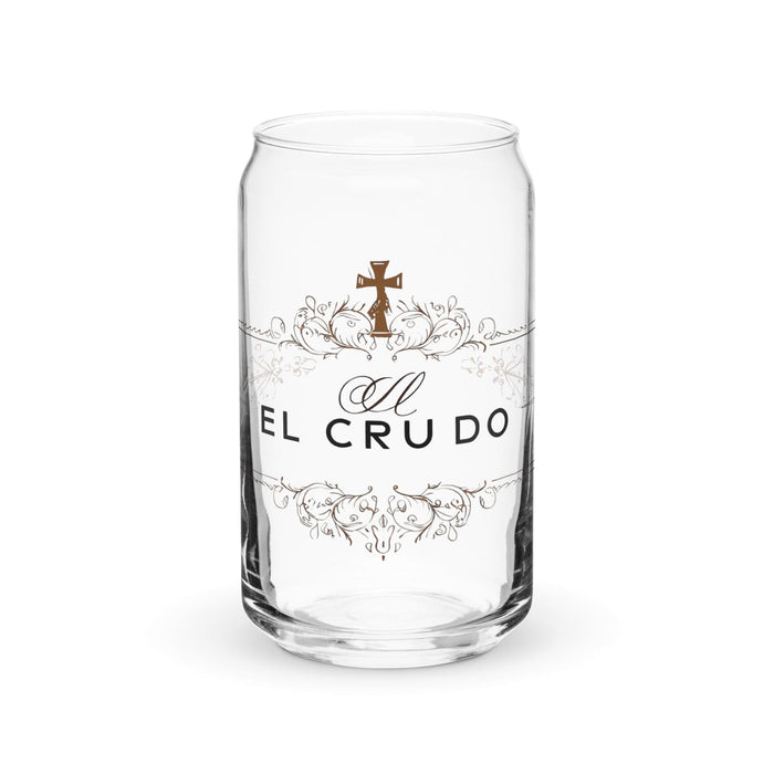 El Crudo Exclusive Art Piece Can-Shaped Glass Home Office Work Mexican Spanish Pride Gift Cup One-Of-A-Kind Calligraphy Glass | E14