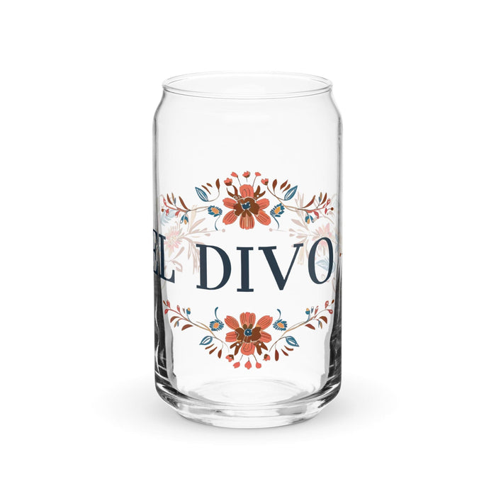 El Divo Exclusive Art Piece Can-Shaped Glass Home Office Work Mexican Spanish Pride Gift Cup One-Of-A-Kind Calligraphy Glass | E3