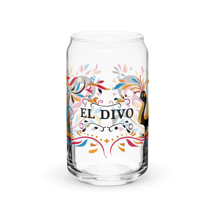 El Divo Exclusive Art Piece Can-Shaped Glass Home Office Work Mexican Spanish Pride Gift Cup One-Of-A-Kind Calligraphy Glass | E6