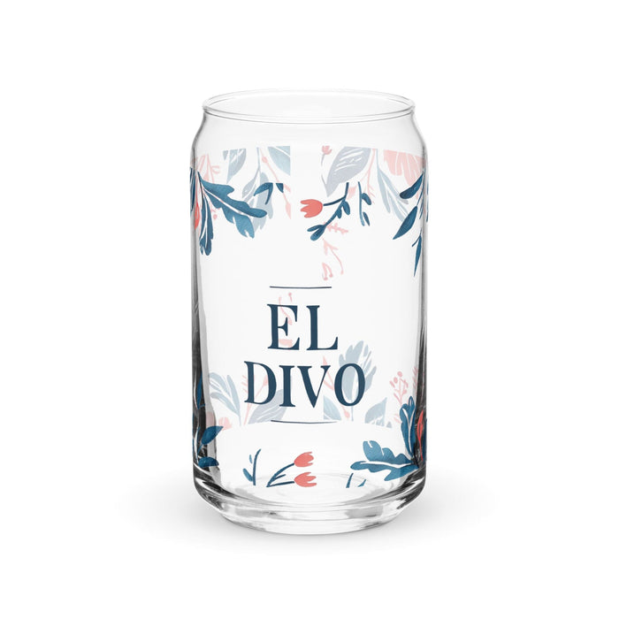 El Divo Exclusive Art Piece Can-Shaped Glass Home Office Work Mexican Spanish Pride Gift Cup One-Of-A-Kind Calligraphy Glass | E9