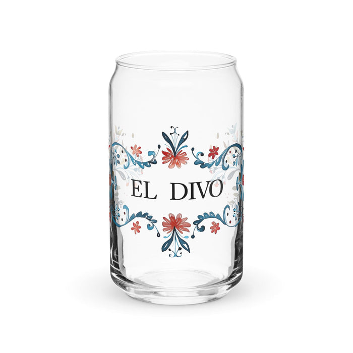 El Divo Exclusive Art Piece Can-Shaped Glass Home Office Work Mexican Spanish Pride Gift Cup One-Of-A-Kind Calligraphy Glass | E14