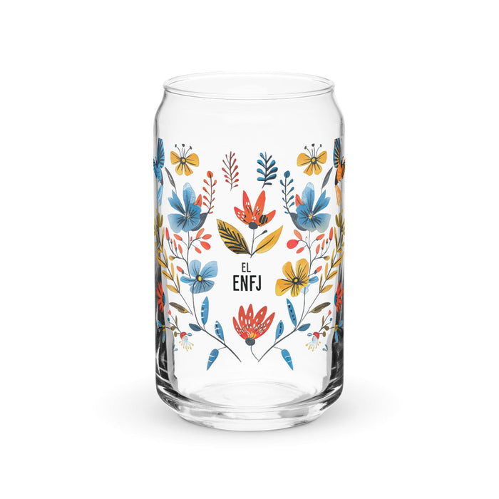 Pieza de arte exclusiva de El Enfj, vaso de vidrio con forma de lata para el hogar, la oficina, el trabajo, el orgullo mexicano, vaso de regalo, vaso de caligrafía único en su tipo | E10