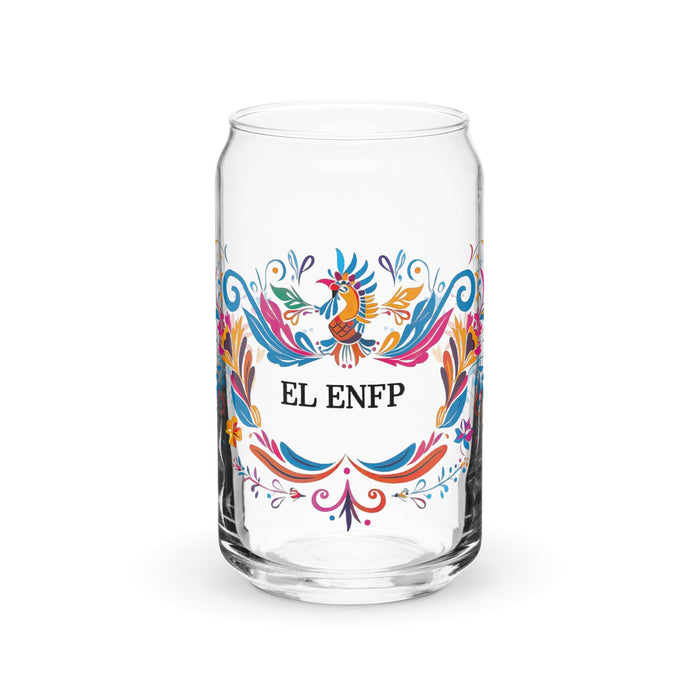 Pieza de arte exclusiva de El Enfp, vaso de vidrio con forma de lata para el hogar, la oficina, el trabajo, el orgullo mexicano, el regalo, vaso de vidrio con caligrafía única en su tipo | E11