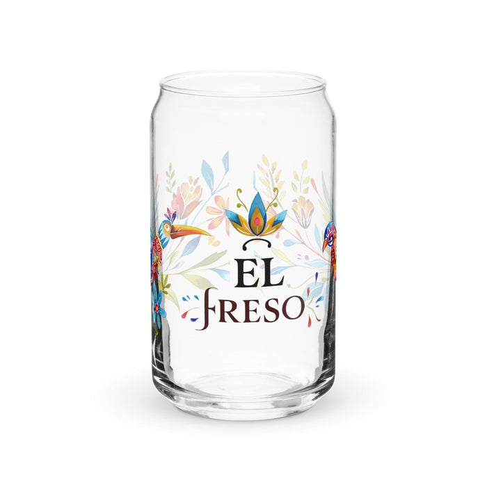 El Freso Exclusive Art Piece Can-Shaped Glass Home Office Work Mexican Spanish Pride Gift Cup One-Of-A-Kind Calligraphy Glass | E16