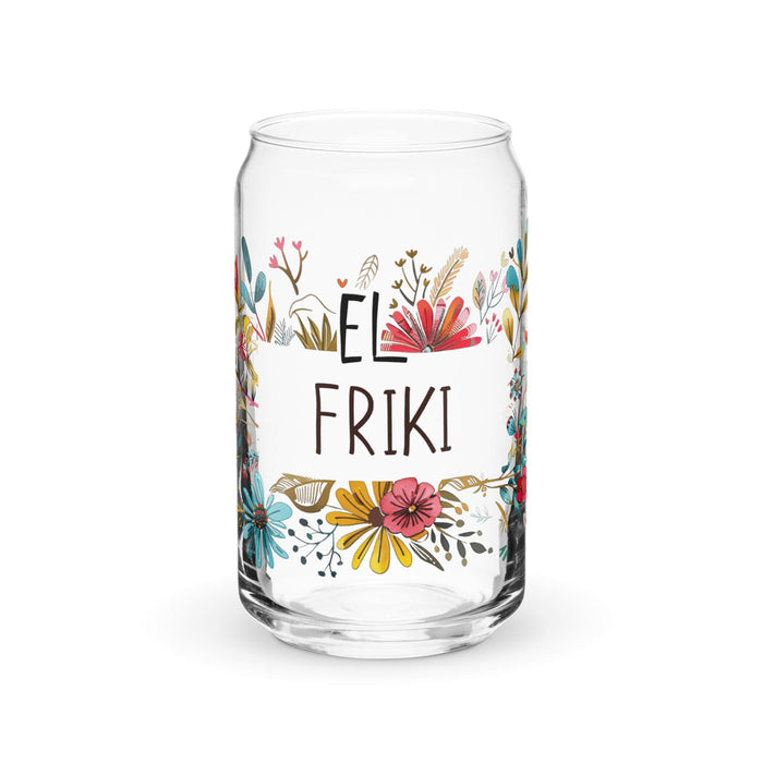 Pieza de arte exclusiva de El Friki, vaso de vidrio con forma de lata, regalo para el hogar, la oficina, el trabajo, el orgullo mexicano, vaso de vidrio con caligrafía única en su tipo | E1