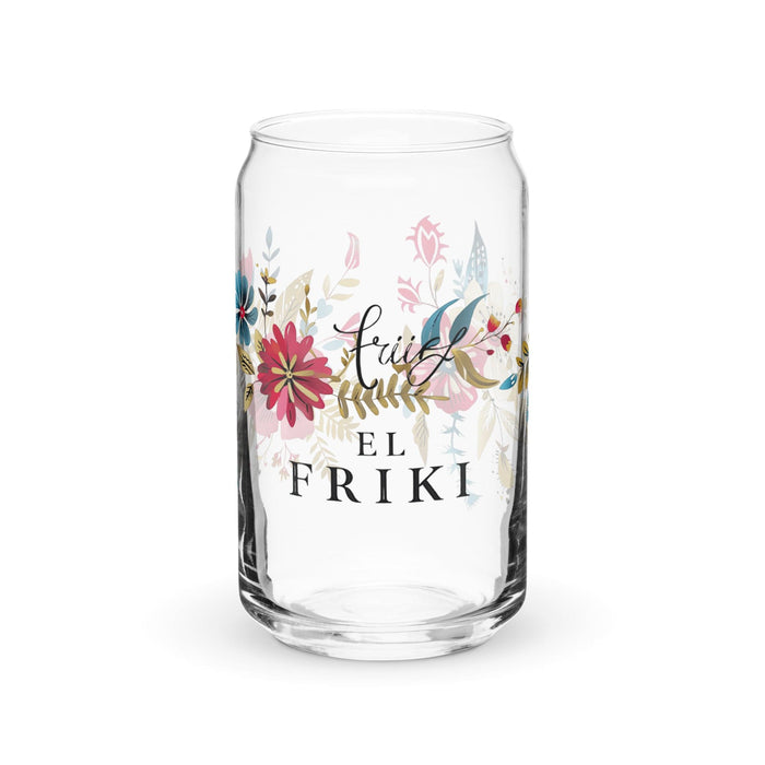 Pieza de arte exclusiva de El Friki, vaso de vidrio con forma de lata, regalo para el hogar, la oficina, el trabajo, el orgullo mexicano, vaso de vidrio con caligrafía única en su tipo | E10