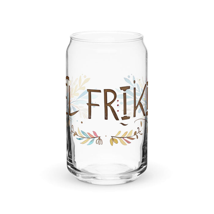 El Friki Pièce d'art exclusive en verre en forme de canette Bureau à domicile Travail Tasse cadeau de fierté espagnole mexicaine Verre de calligraphie unique en son genre | E12