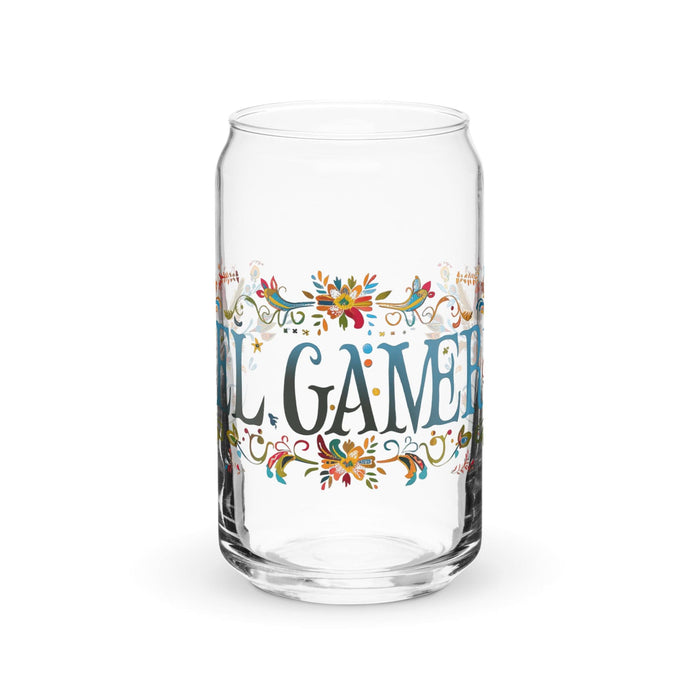 El Gamer Exclusive Art Piece Can-Shaped Glass Home Office Work Mexican Spanish Pride Gift Cup One-Of-A-Kind Calligraphy Glass | E16