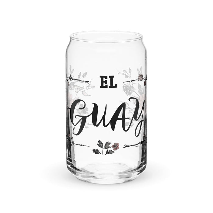 El Guay Exclusive Art Piece Can-Shaped Glass Home Office Work Mexican Spanish Pride Gift Cup One-Of-A-Kind Calligraphy Glass | E20