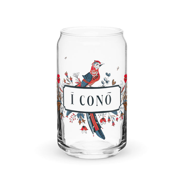 El Icono Exclusive Art Piece Can-Shaped Glass Home Office Work Mexican Spanish Pride Gift Cup One-Of-A-Kind Calligraphy Glass | E1