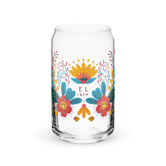 Pieza de arte exclusiva de El Infp, taza de regalo de orgullo mexicano español, vaso de vidrio con forma de lata, trabajo en casa, oficina, caligrafía única en su tipo | E1