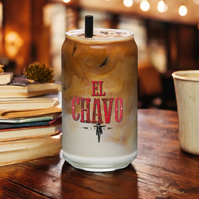 El Chavo Exclusive Art Piece Can-Shaped Glass Home Office Work Mexican Spanish Pride Gift Cup One-Of-A-Kind Calligraphy Glass | E1