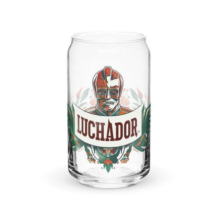 Luchador Exclusive Art Piece Can-Shaped Glass Home Office Work Mexican Spanish Pride Gift Cup One-Of-A-Kind Calligraphy Glass | L3