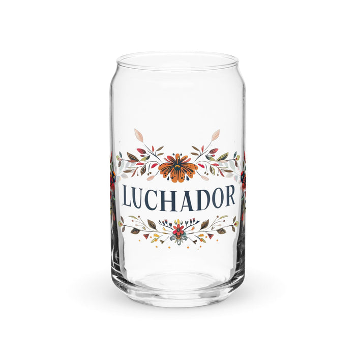 Luchador Exclusive Art Piece Can-Shaped Glass Home Office Work Mexican Spanish Pride Gift Cup One-Of-A-Kind Calligraphy Glass | L7