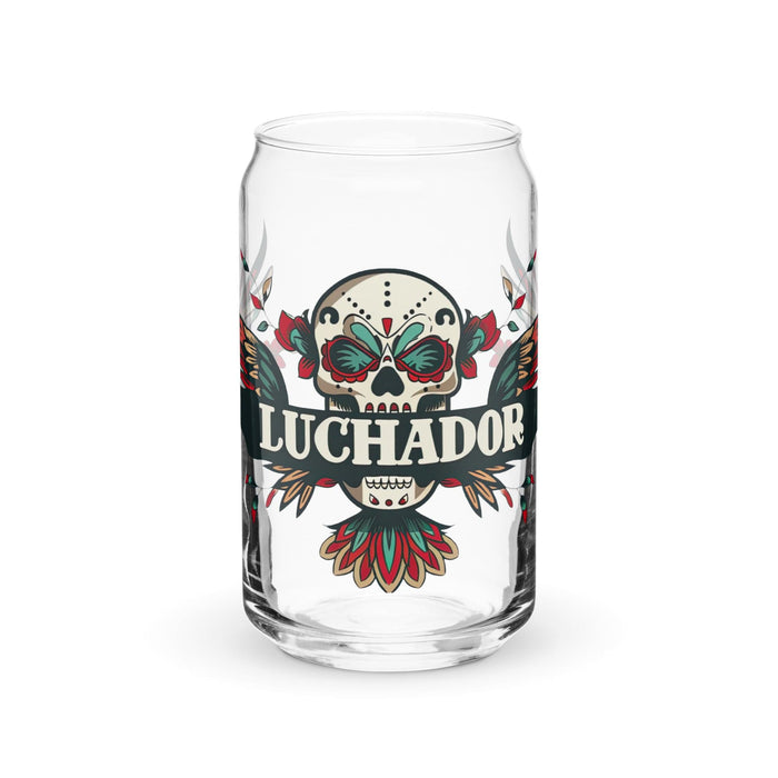 Pieza de arte exclusiva de Luchador, vaso de vidrio con forma de lata, regalo para el hogar, la oficina, el trabajo, el orgullo mexicano, vaso de vidrio con caligrafía única en su tipo | L8