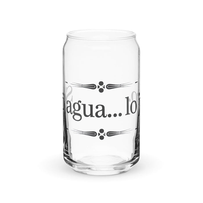 Solo Agua Lo Juro Exclusive Art Piece Can-Shaped Glass Home Office Work Mexican Spanish Pride Gift Cup One-Of-A-Kind Calligraphy Glass | S12