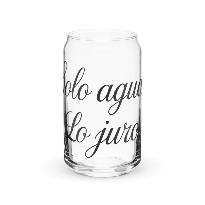 Solo Agua Lo Juro Exclusive Art Piece Can-Shaped Glass Home Office Work Mexican Spanish Pride Gift Cup One-Of-A-Kind Calligraphy Glass | S21