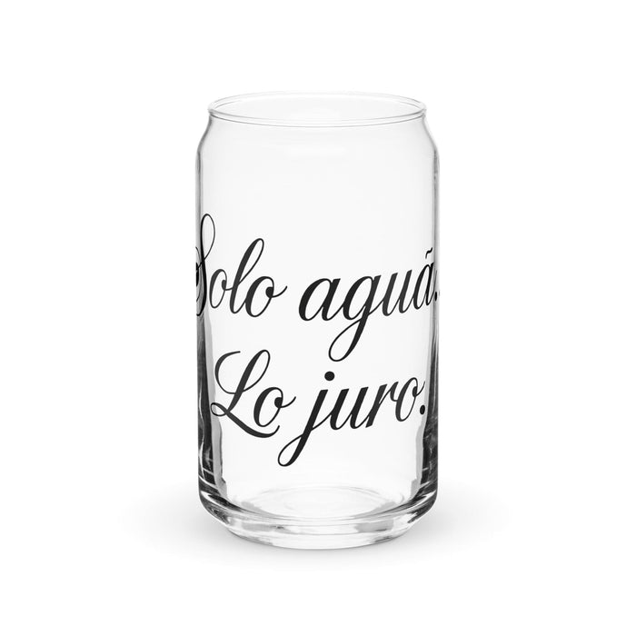 Solo Agua Lo Juro Exclusive Art Piece Can-Shaped Glass Home Office Work Mexican Spanish Pride Gift Cup One-Of-A-Kind Calligraphy Glass | S36