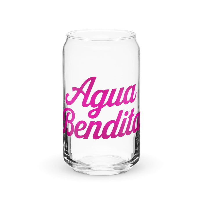 Agua Bendita Exklusives Kunstwerk, Dosenförmiges Glas, für Zuhause, Büro, Arbeit, mexikanischer und spanischer Stolz, Geschenktasse, einzigartiges Kalligraphieglas | A34