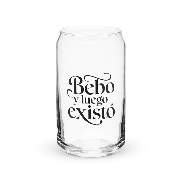 Bebo Y Luego Existo Pieza de arte exclusiva en forma de lata de vidrio para el hogar, la oficina, el trabajo, el orgullo mexicano, taza de regalo, vaso de vidrio con caligrafía única en su tipo | B7