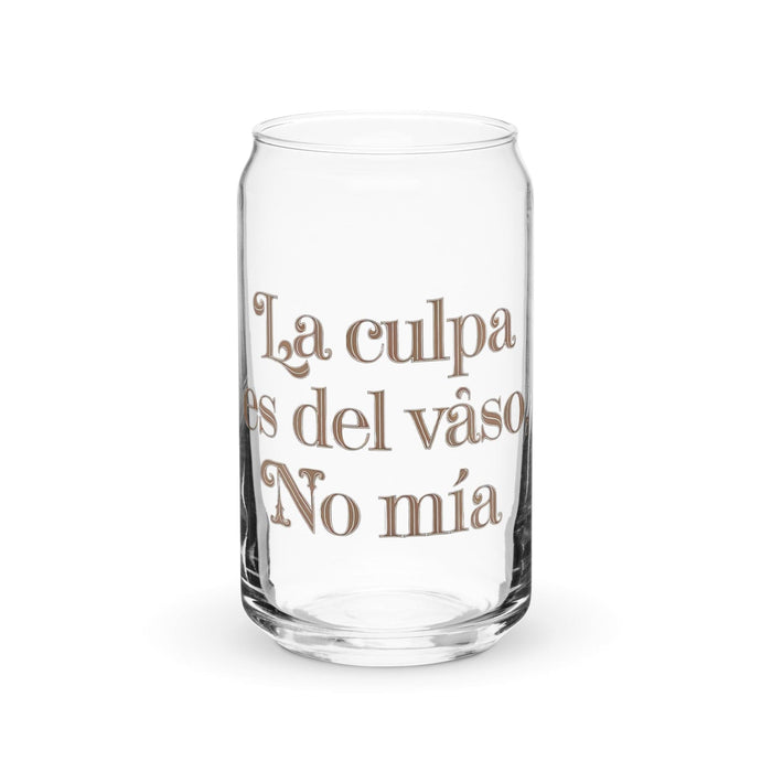 La Culpa Es Del Vaso, No Mía Pieza de Arte Exclusiva Vaso de Vidrio con Forma de Lata Trabajo en la Oficina en el Hogar Orgullo Español Mexicano Regalo Vaso Caligráfico Único en su Tipo | L13