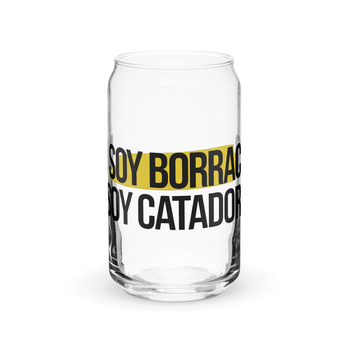 No Soy Borracho, Soy Catador Exclusive Art Piece Can-Shaped Glass Home Office Work Mexican Spanish Pride Gift Cup One-Of-A-Kind Calligraphy Glass | N8