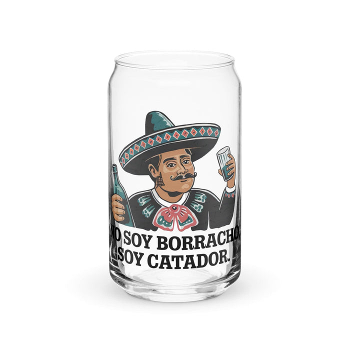 No Soy Borracho, Soy Catador Exclusive Art Piece Can-Shaped Glass Home Office Work Mexican Spanish Pride Gift Cup One-Of-A-Kind Calligraphy Glass | N37