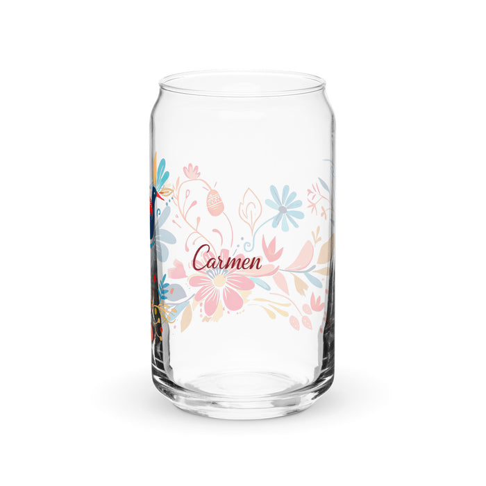 Carmen Exclusive Name Art Piece Can-Shaped Glass Home Office Work Mexican Spanish Pride Gift Cup One-Of-A-Kind Calligraphy Glass | C11