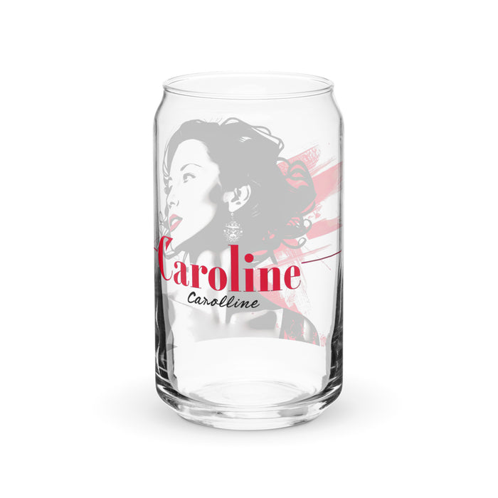 Caroline Exclusive Name Art Piece Can-Shaped Glass Home Office Work Mexican Spanish Pride Gift Cup One-Of-A-Kind Calligraphy Glass | C19