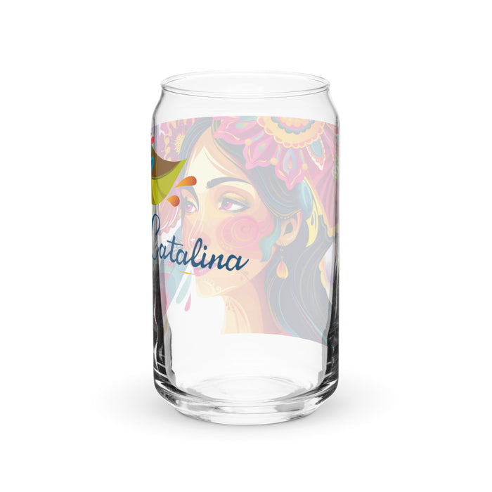 Catalina Exclusive Name Art Piece Can-Shaped Glass Home Office Work Mexican Spanish Pride Gift Cup One-Of-A-Kind Calligraphy Glass | C19