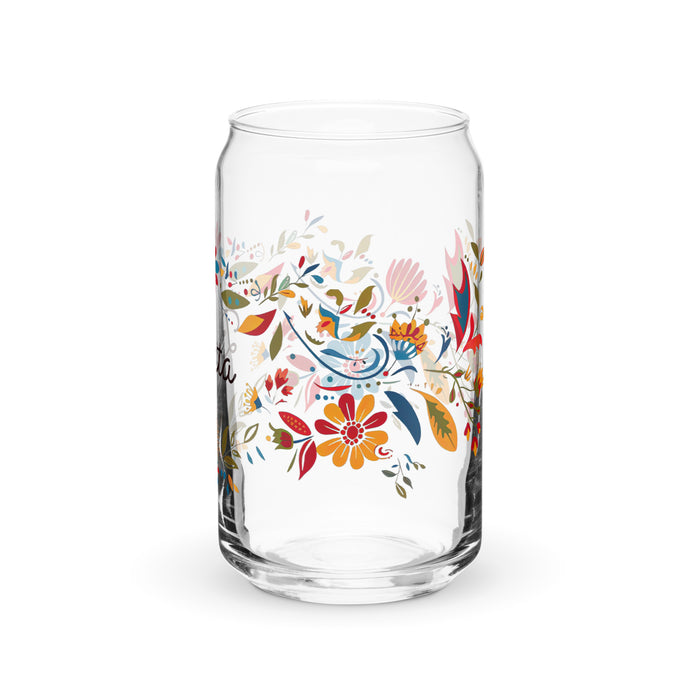 Pièce d'art exclusive Berta en verre en forme de canette pour la maison, le bureau, le travail, la fierté mexicaine et espagnole, tasse cadeau, verre de calligraphie unique en son genre | B18