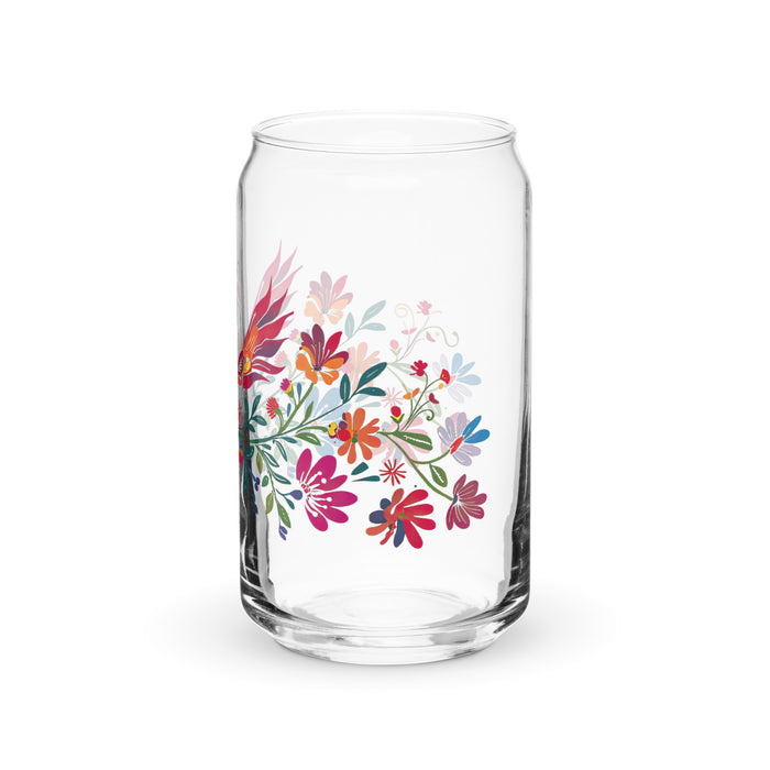 Pièce d'art exclusive Bianca en verre en forme de canette pour la maison, le bureau, le travail, la fierté mexicaine et espagnole, tasse cadeau, verre de calligraphie unique en son genre | B10