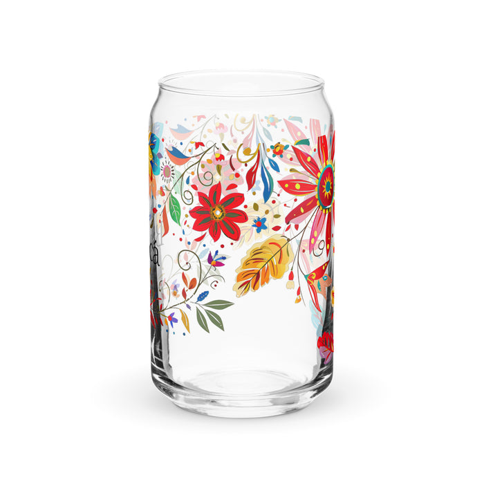 Pièce d'art exclusive Bianca en verre en forme de canette pour la maison, le bureau, le travail, la fierté mexicaine et espagnole, tasse cadeau, verre de calligraphie unique en son genre | B22