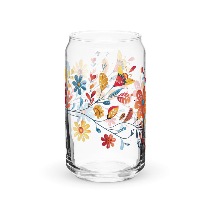 Pièce d'art exclusive Bianca en verre en forme de canette pour la maison, le bureau, le travail, la fierté mexicaine et espagnole, tasse cadeau, verre de calligraphie unique en son genre | B25