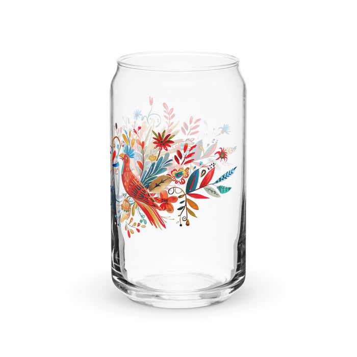 El Loco Exclusive Art Piece Can-Shaped Glass Home Office Work Mexican Spanish Pride Gift Cup One-Of-A-Kind Calligraphy Glass | E13