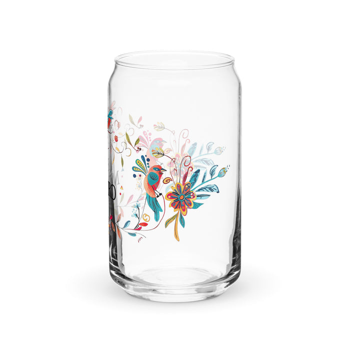 El Morro Exclusive Art Piece Can-Shaped Glass Home Office Work Mexican Spanish Pride Gift Cup One-Of-A-Kind Calligraphy Glass | E1