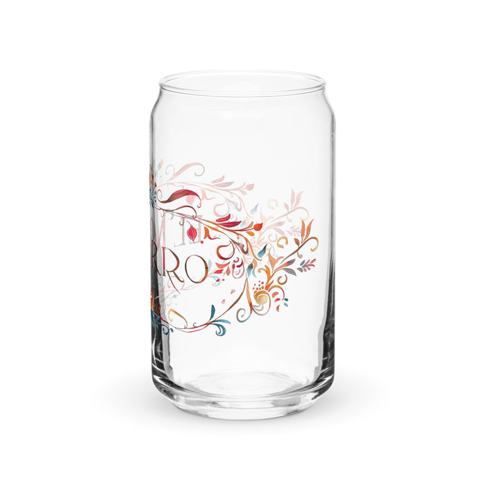 El Morro Exclusive Art Piece Can-Shaped Glass Home Office Work Mexican Spanish Pride Gift Cup One-Of-A-Kind Calligraphy Glass | E8