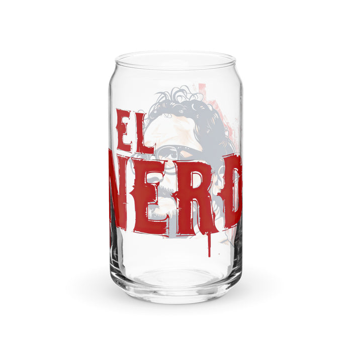 El Nerd Exclusive Art Piece Can-Shaped Glass Home Office Work Mexican Spanish Pride Gift Cup One-Of-A-Kind Calligraphy Glass | E4