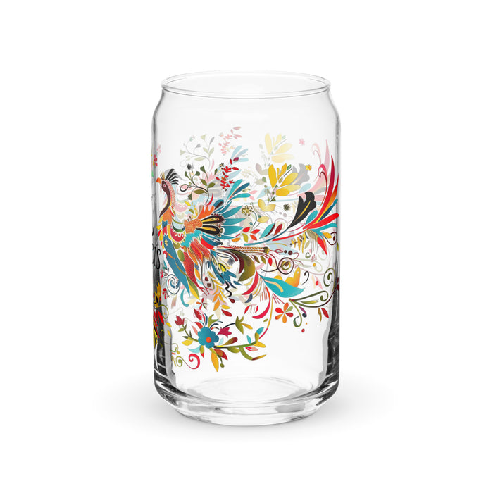 El Piscis Exclusive Art Piece Can-Shaped Glass Home Office Work Mexican Spanish Pride Gift Cup One-Of-A-Kind Calligraphy Glass | E1