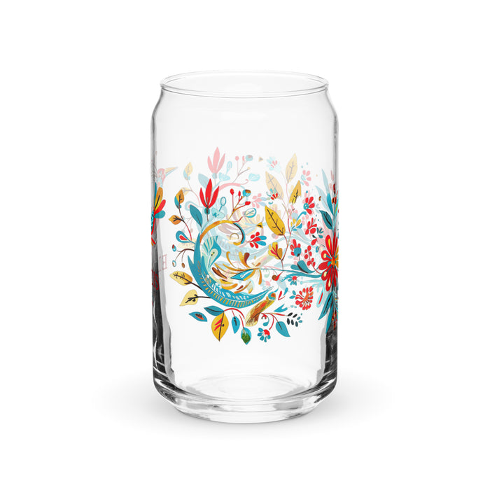 El Piscis Exclusive Art Piece Can-Shaped Glass Home Office Work Mexican Spanish Pride Gift Cup One-Of-A-Kind Calligraphy Glass | E4