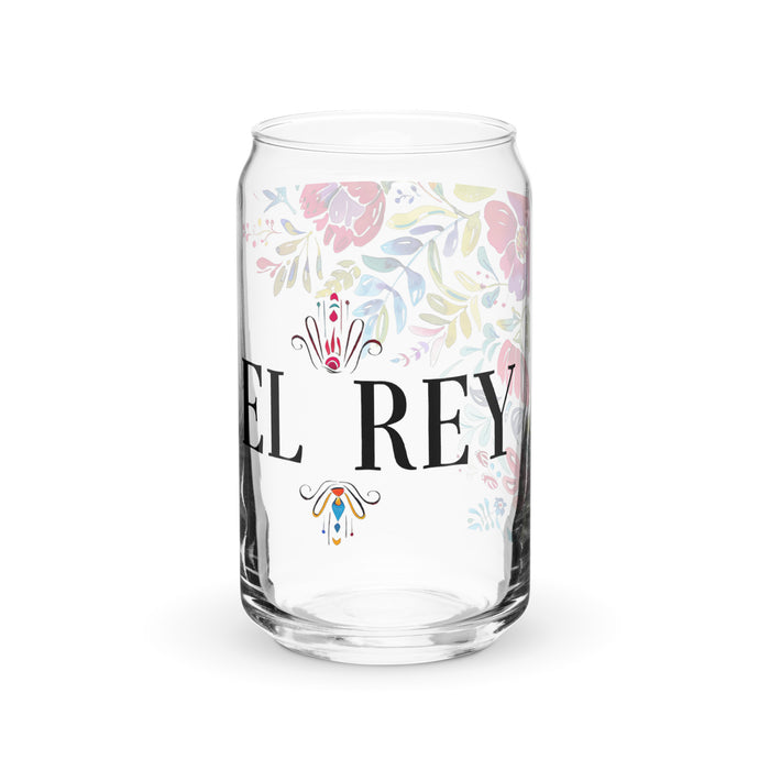 El Rey Exclusive Art Piece Can-Shaped Glass Home Office Work Mexican Spanish Pride Gift Cup One-Of-A-Kind Calligraphy Glass | E7