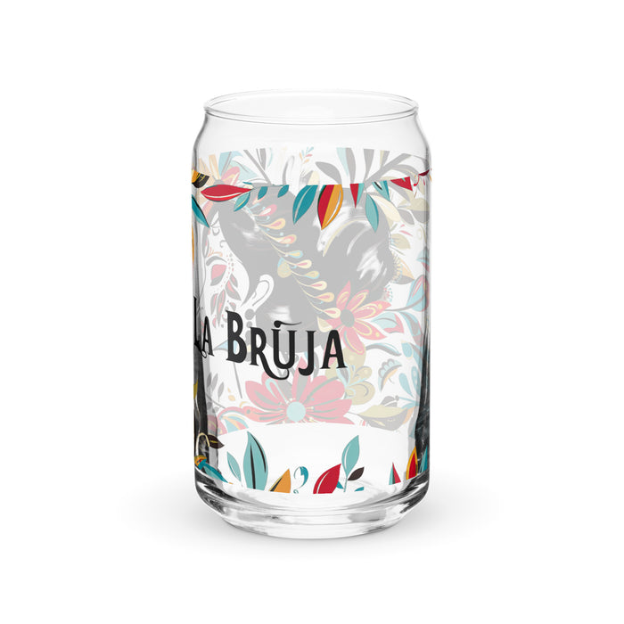 La Bruja Exclusive Art Piece Can-Shaped Glass Home Office Work Mexican Spanish Pride Gift Cup One-Of-A-Kind Calligraphy Glass | L3