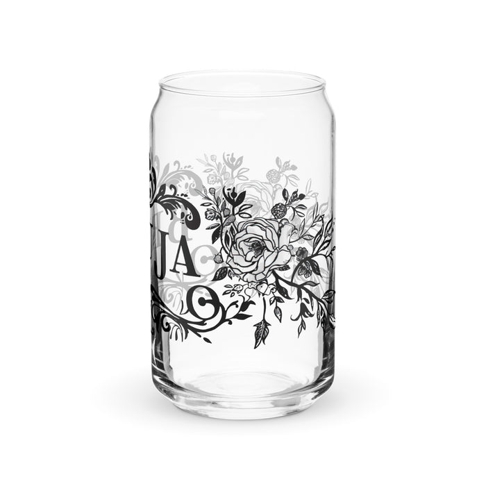 Pieza de arte exclusiva de La Bruja, vaso de vidrio con forma de lata, regalo para el hogar, la oficina, el trabajo, el orgullo mexicano y español, vaso de vidrio con caligrafía única en su tipo | L10